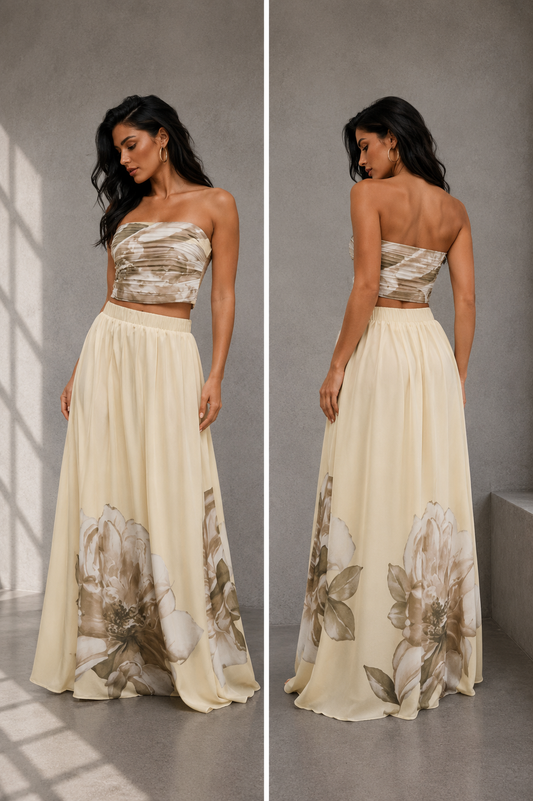 View Details Floral Pleated Skirt Set