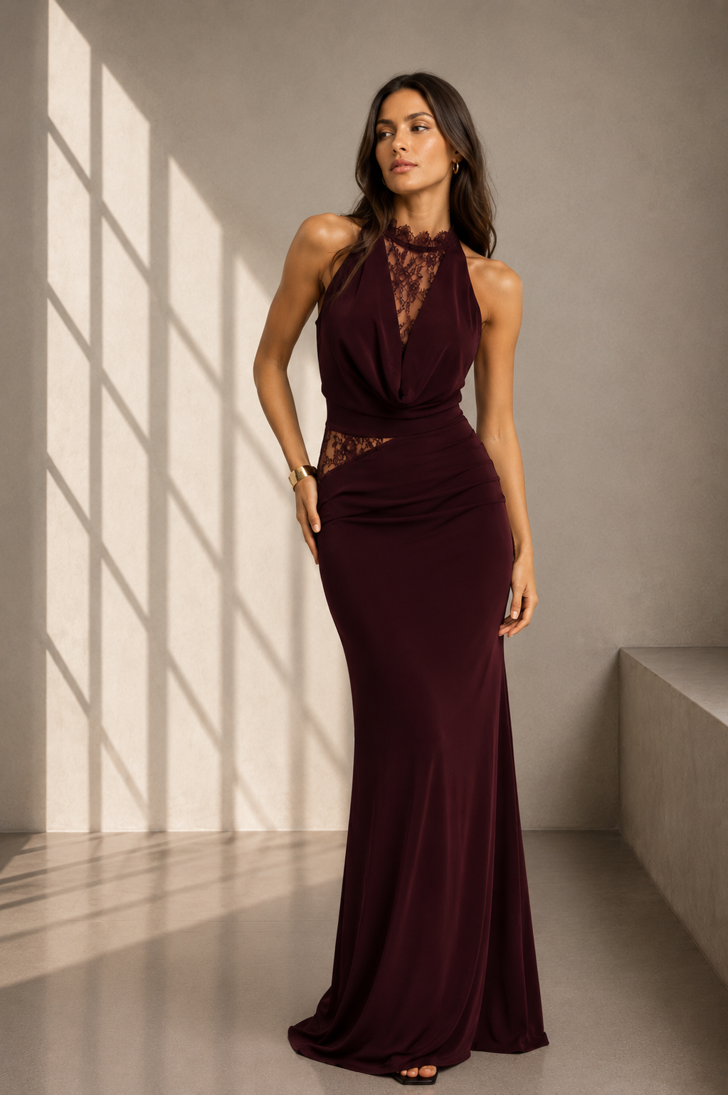 Wine maxi dress