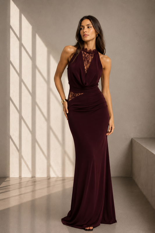 Wine maxi dress