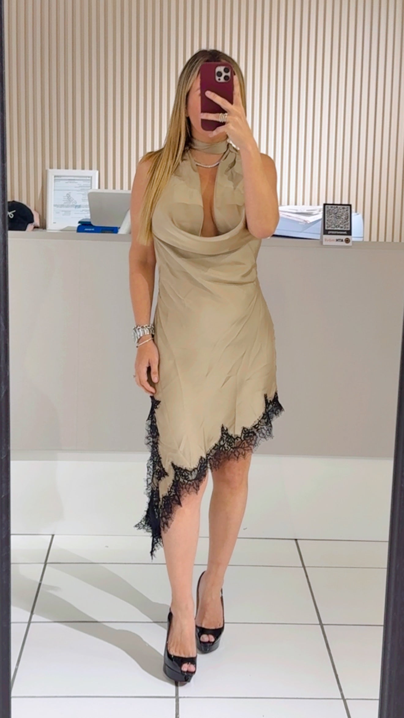 Sage Satin Dress