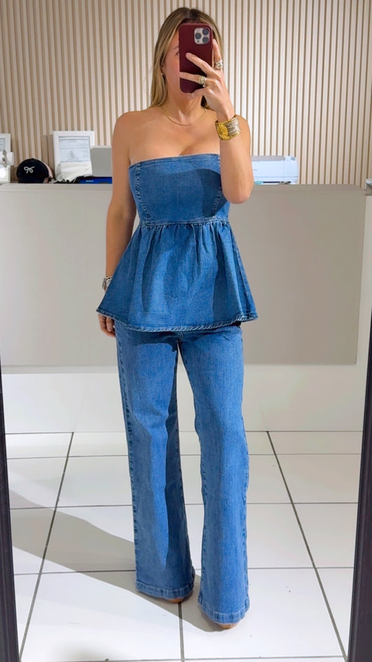Strapless Denim Top