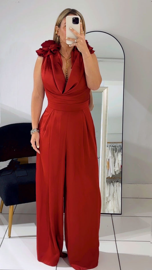 Flower Satin Jumpsuit
