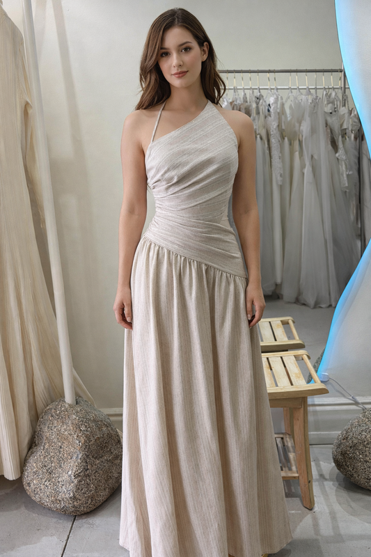 NATURAL GOLD STRIPE DRESS