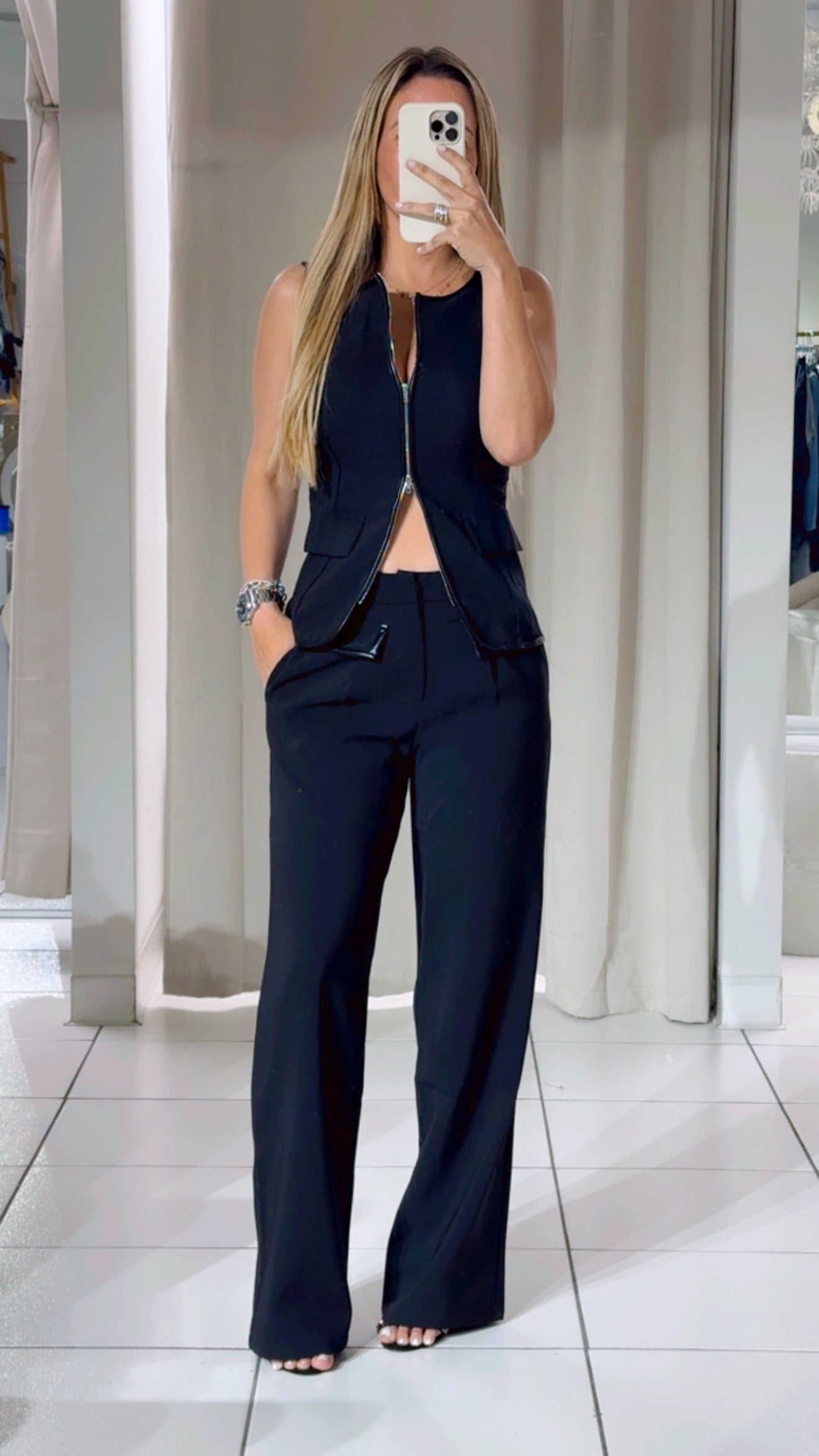 Leather stretch black set