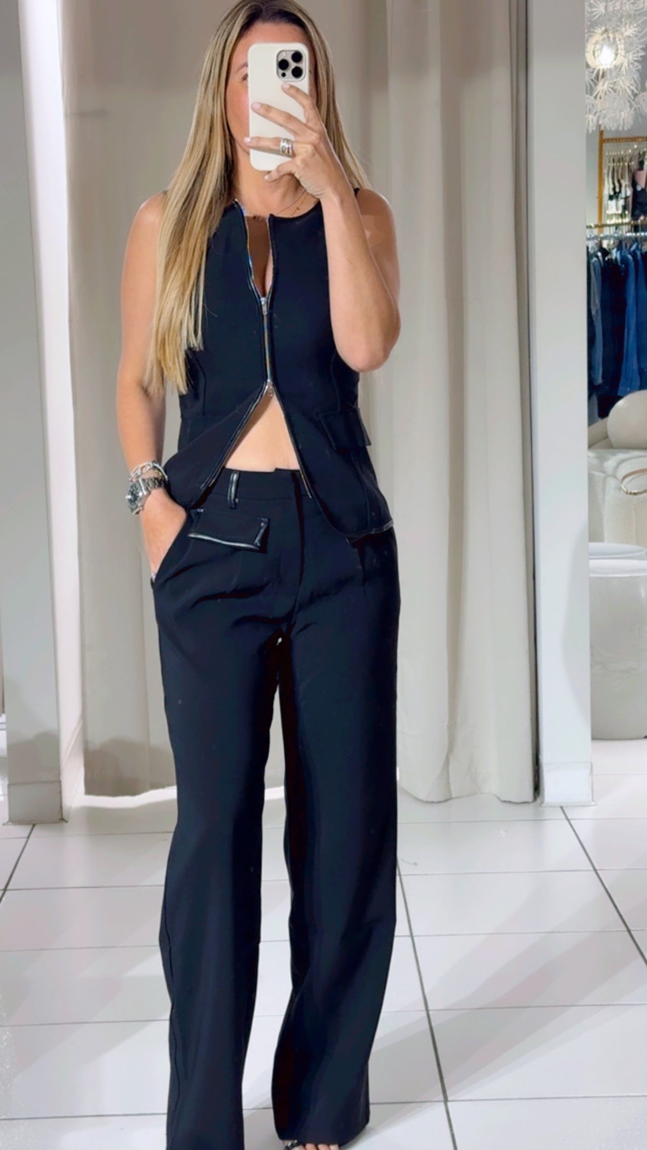 Leather stretch black set