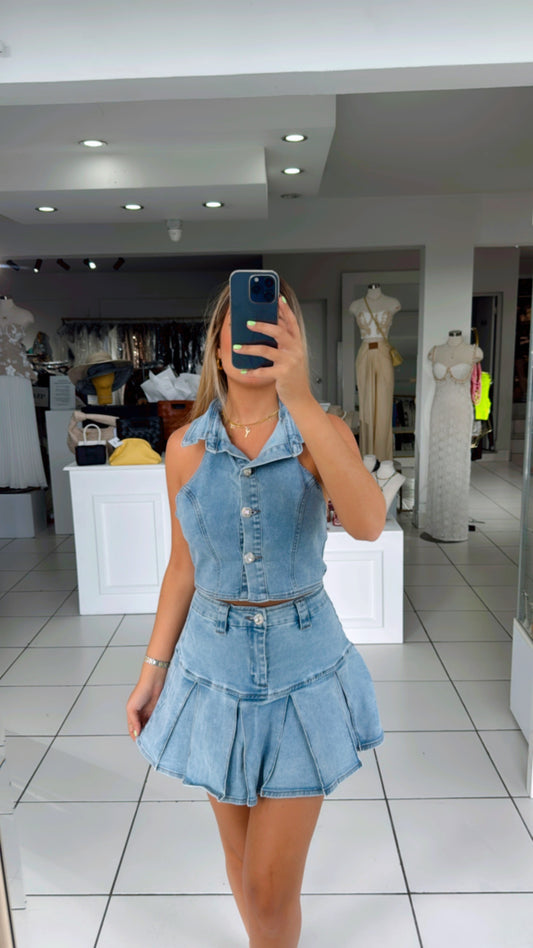 Skirt denim set