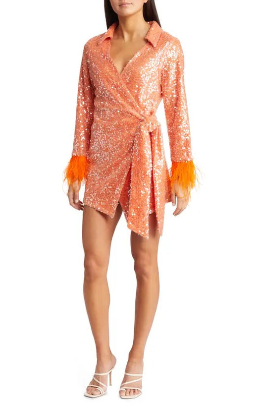 Orange sequin dress