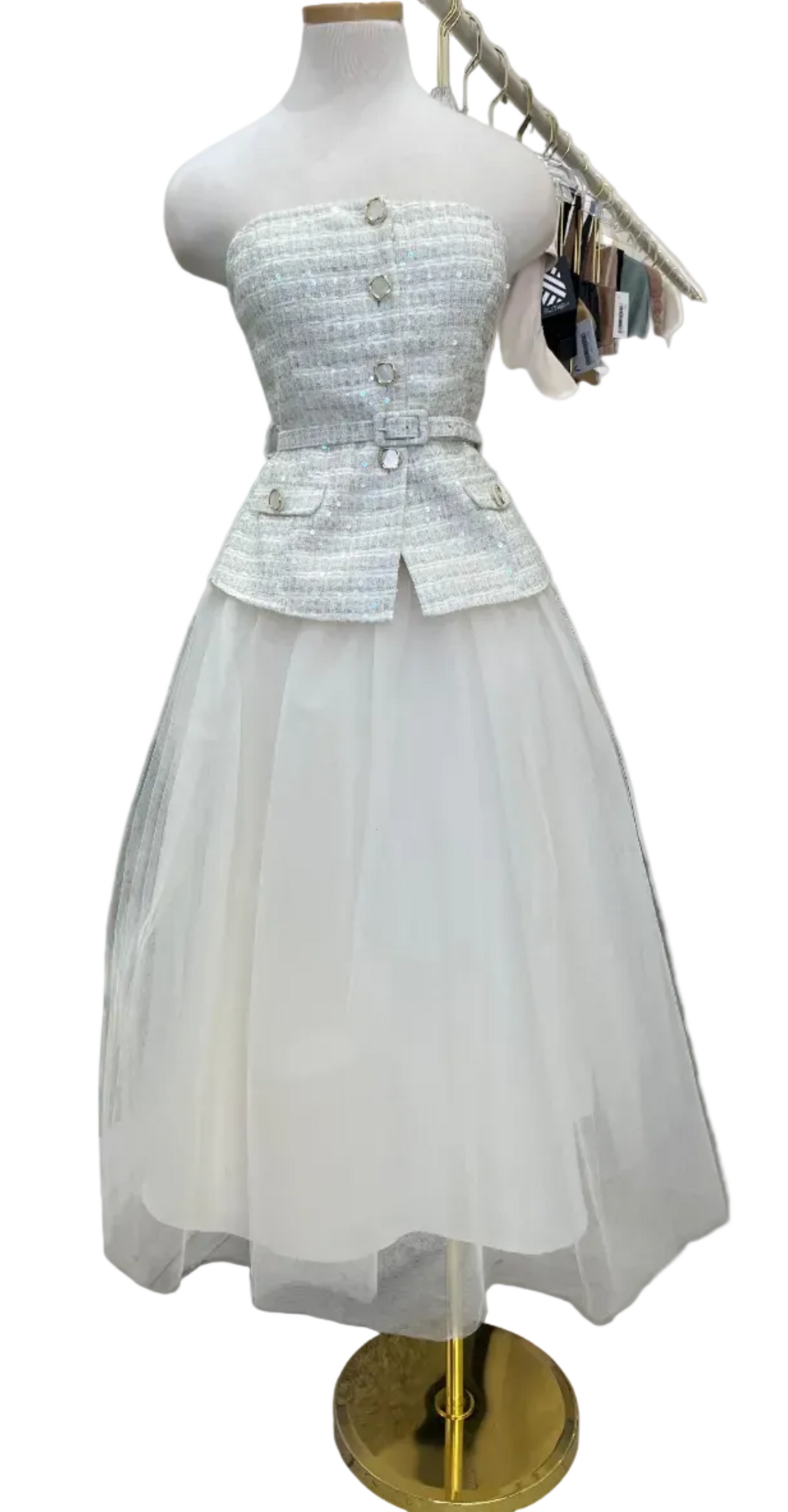 Clo gingham white set
