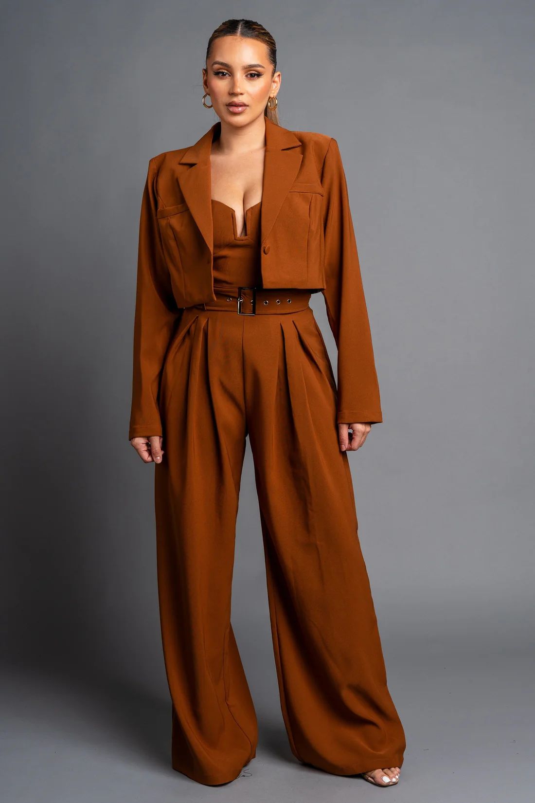 Chocolate two pieces blazer set