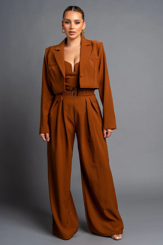 Chocolate two pieces blazer set