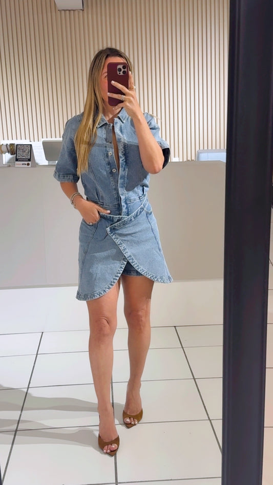 Denim dress jumpsuit