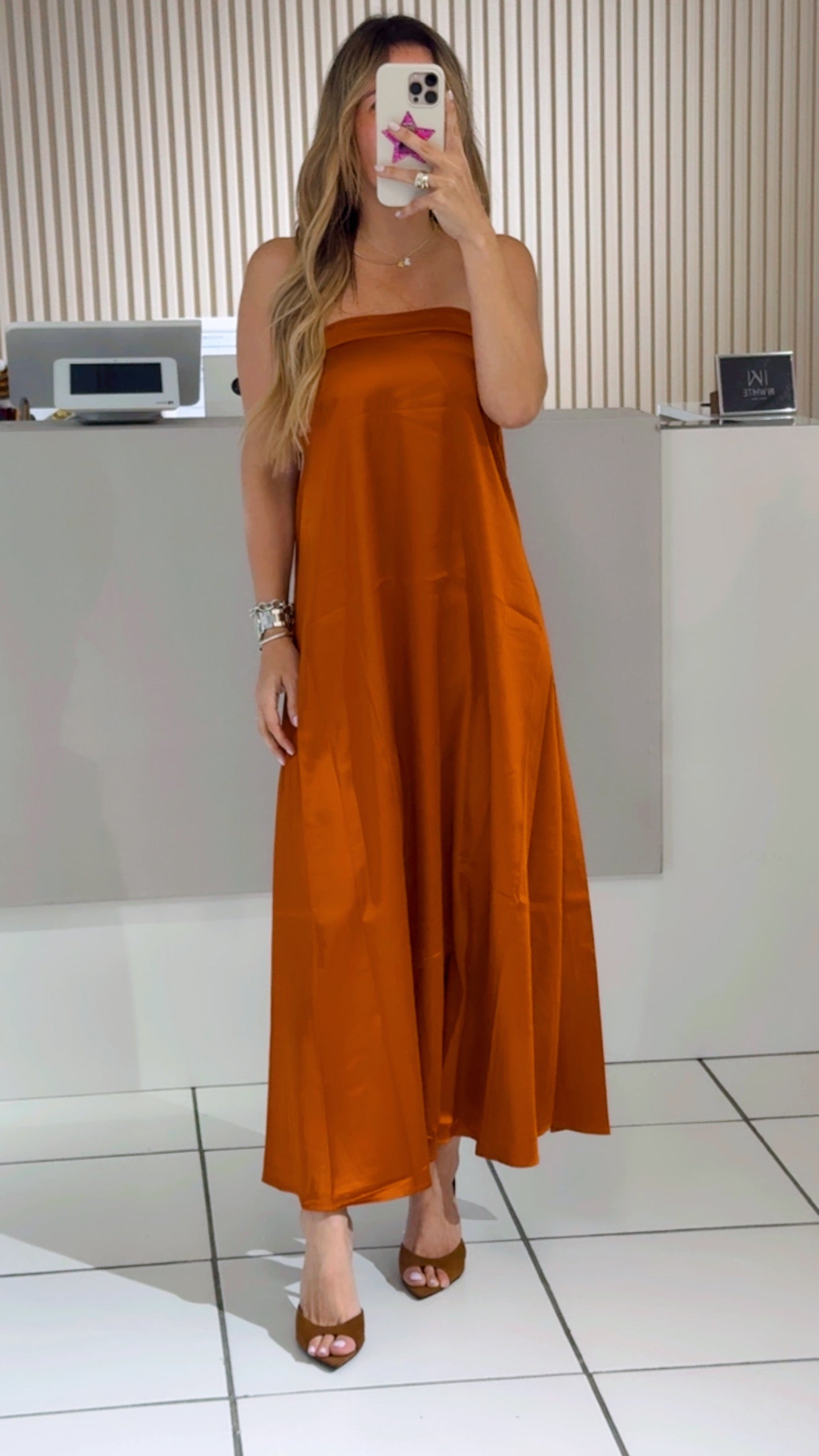 Muza silk strapless midi dress