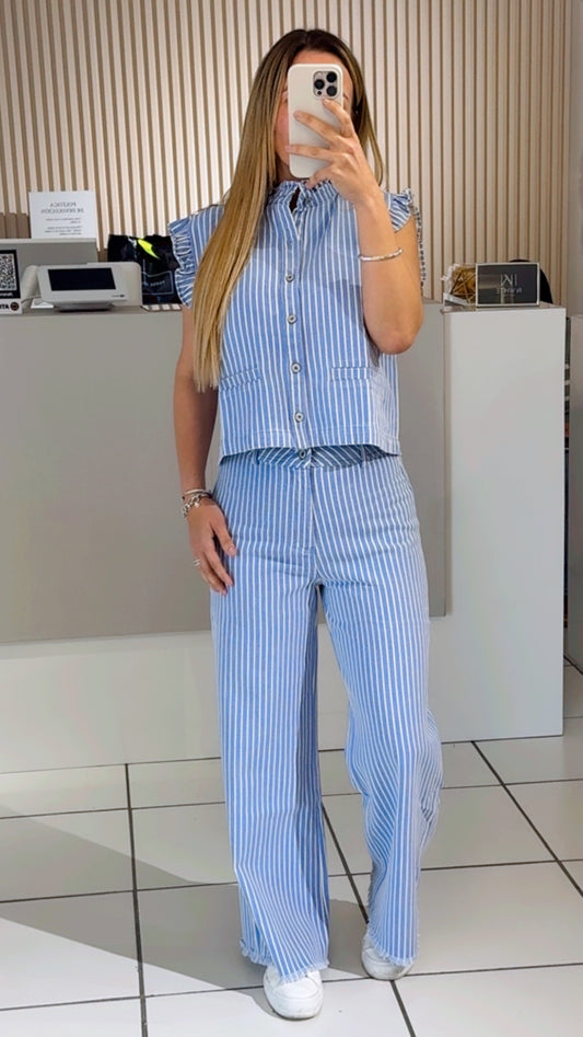 Denim Striped Set