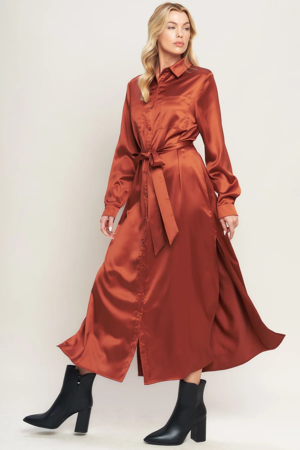Rust midi dress