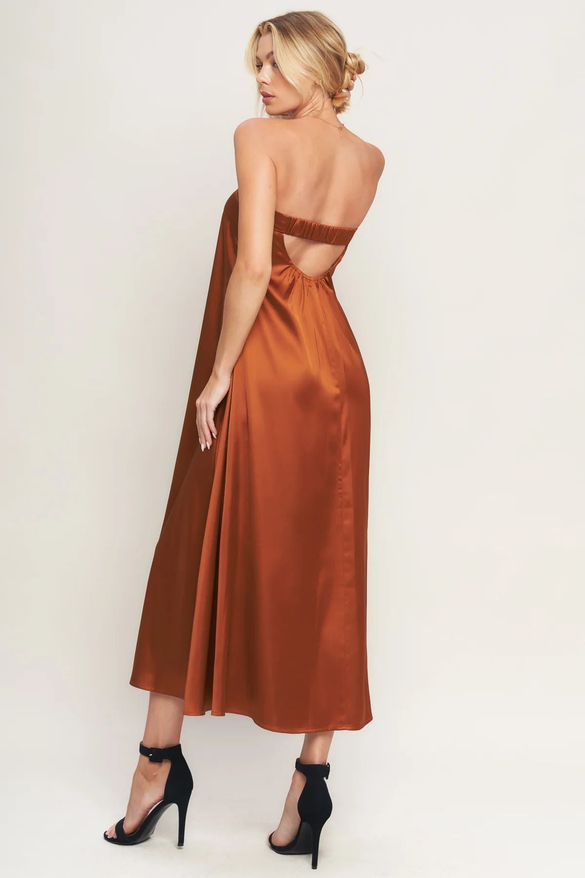 Muza silk strapless midi dress