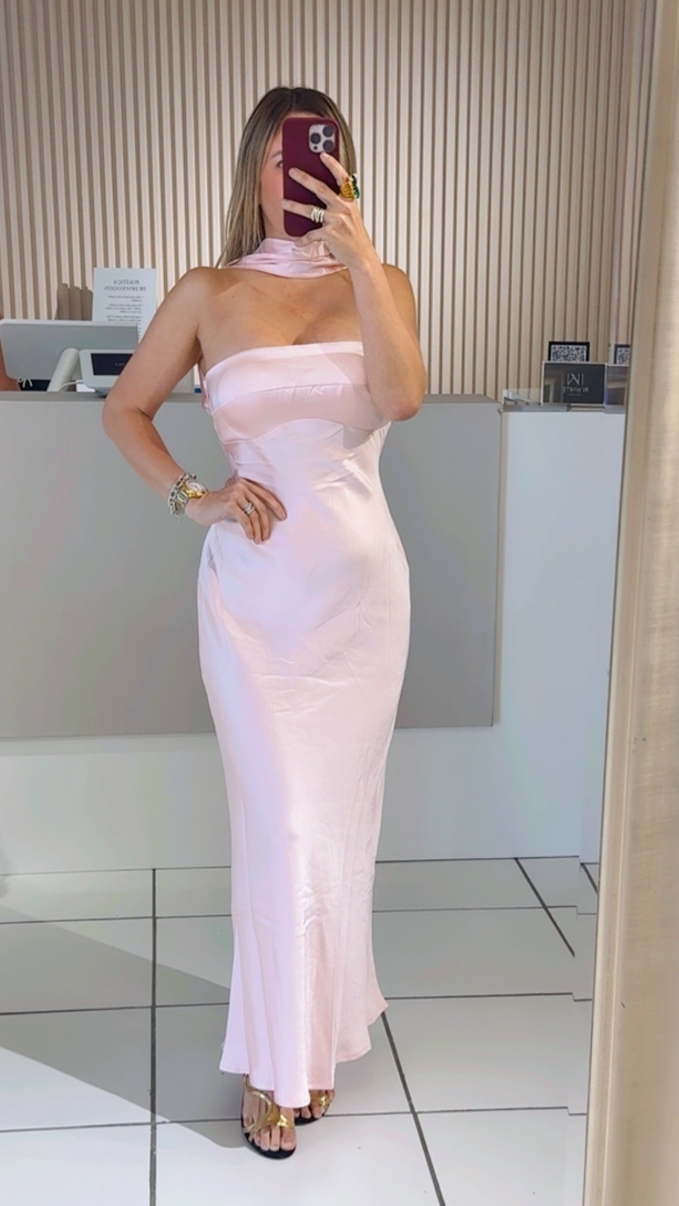 Rose Blush Open-Back Satin Dress