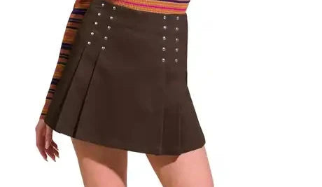 Brown studs skort