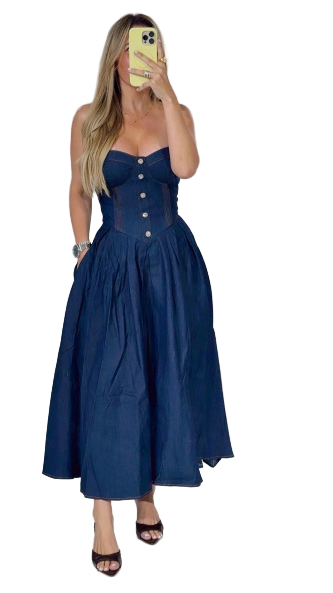 Dark Denim Midi Dress