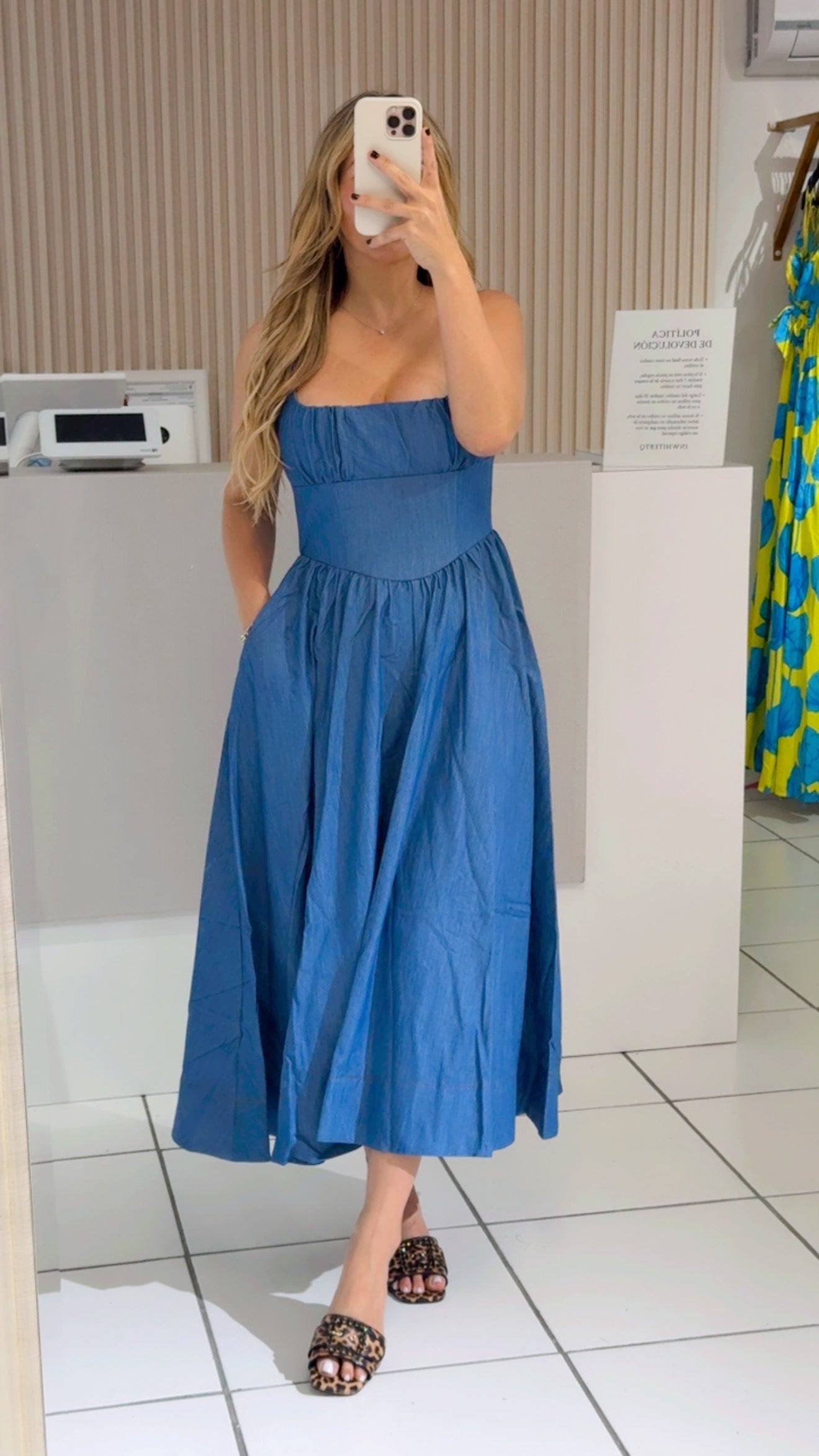 Denim midi dress