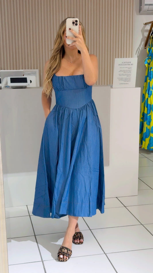 Denim midi dress