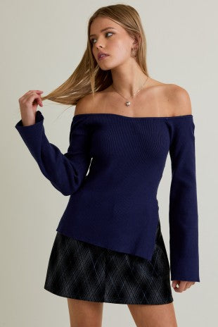Navy blue knit top