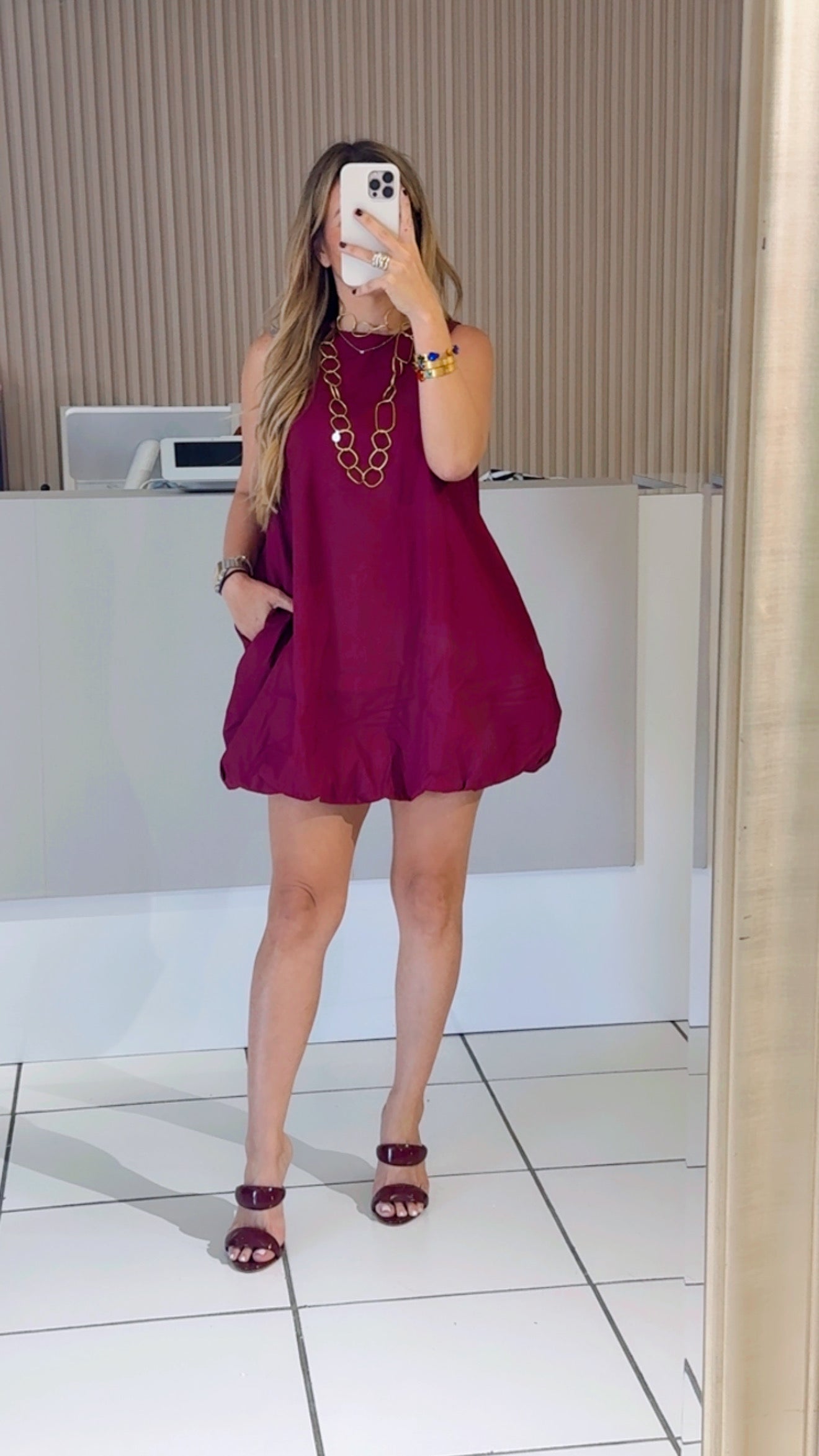 Burgundy bubble dress