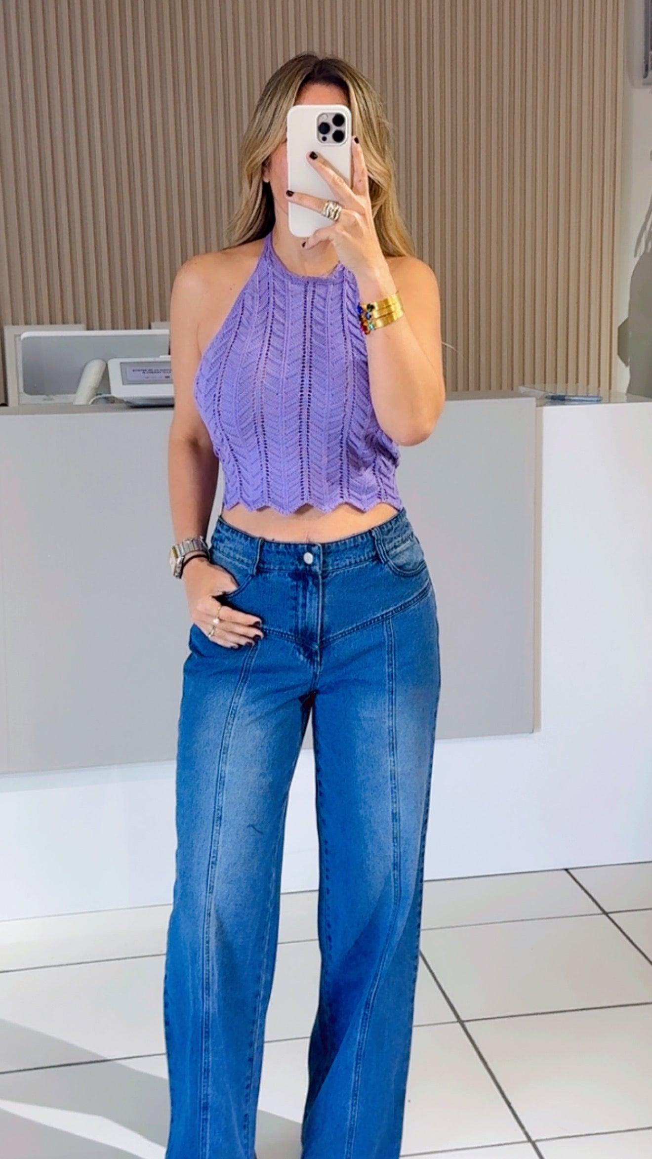Lavender macrame top