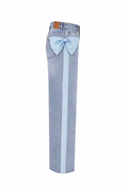 Light-Wash Denim with Blue Bow