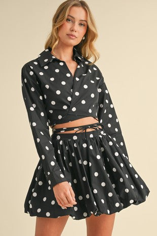 Black polka dot set