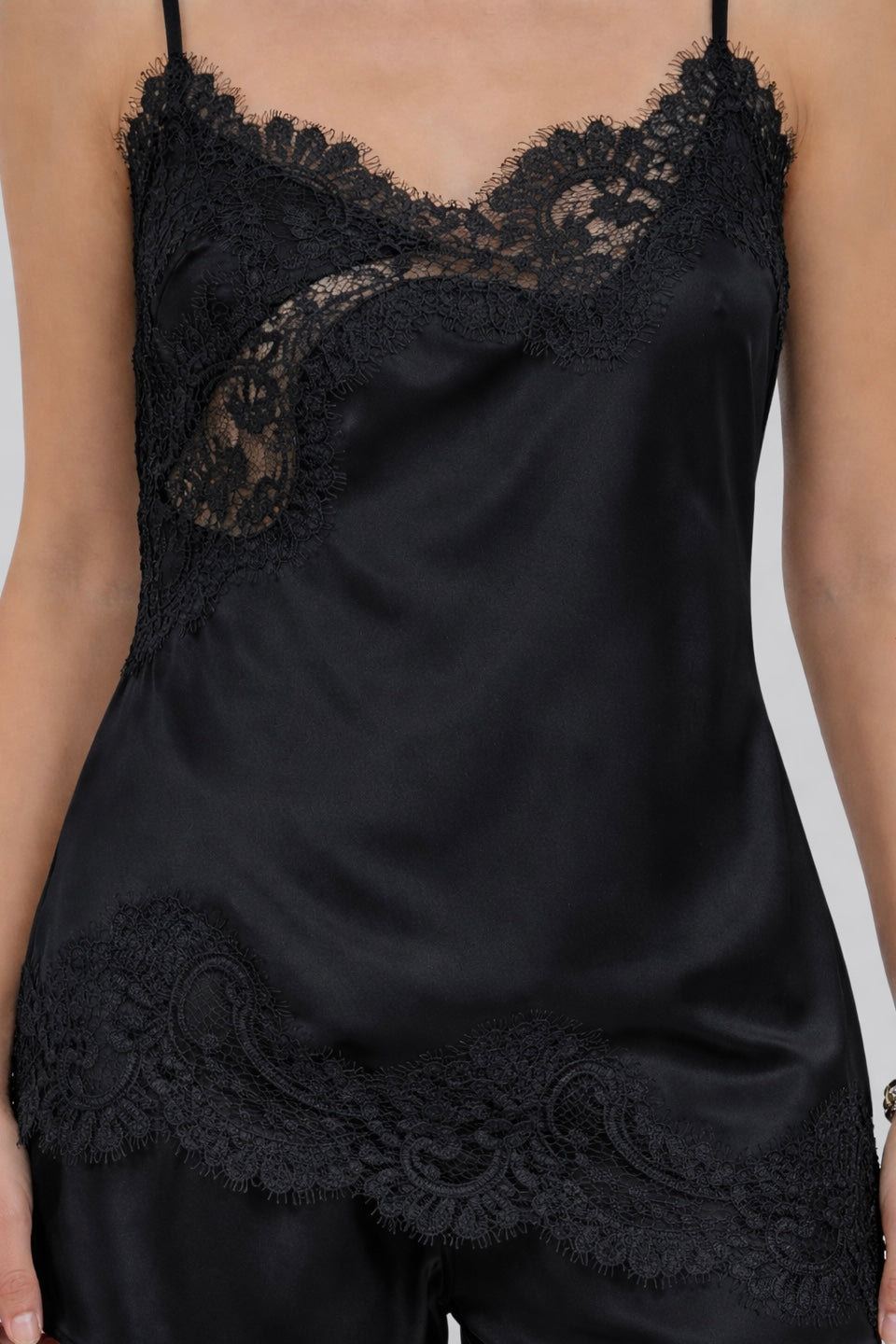 Black Satin Lace Camisole