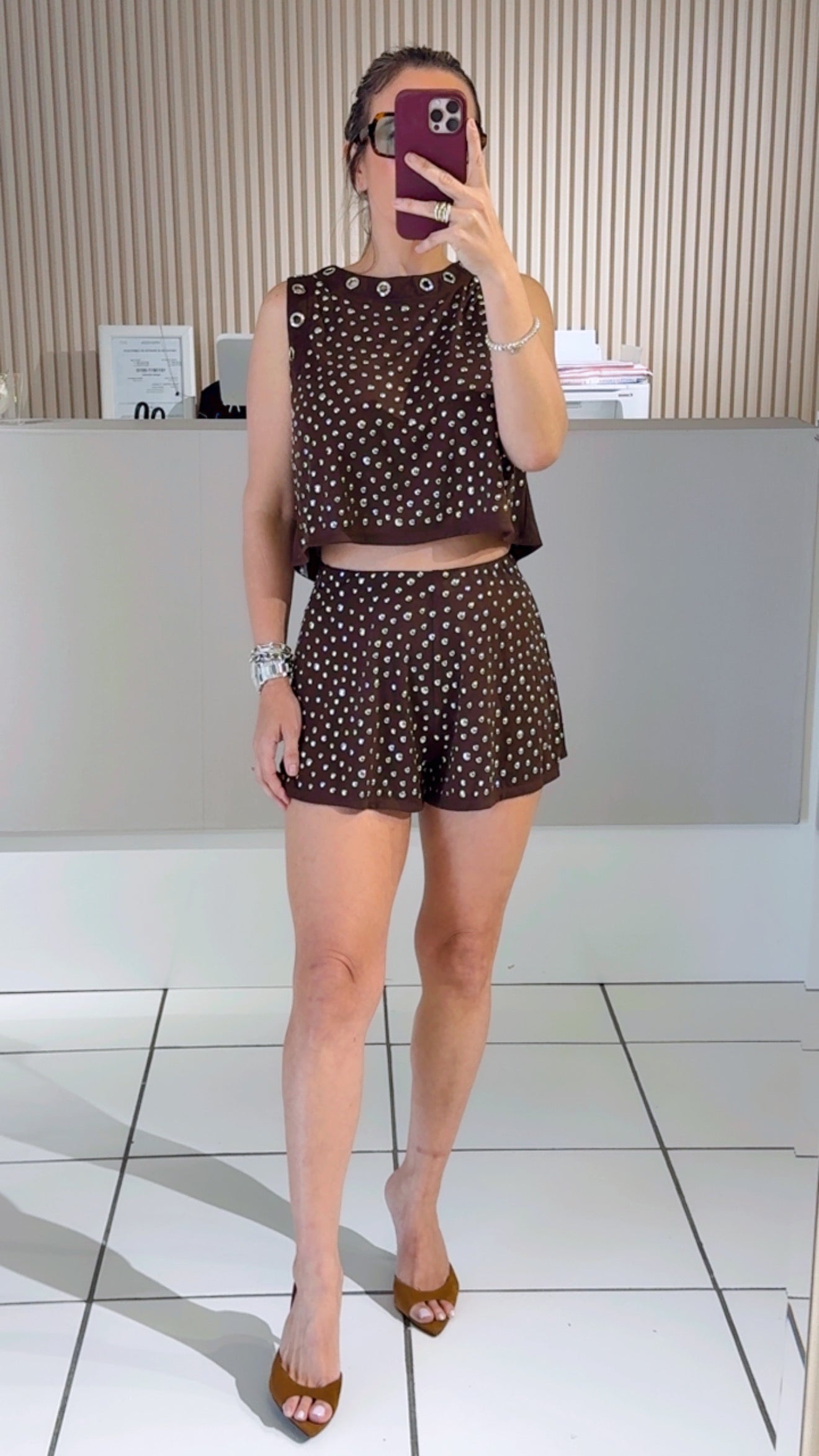 Brown Studded Eyelet Set