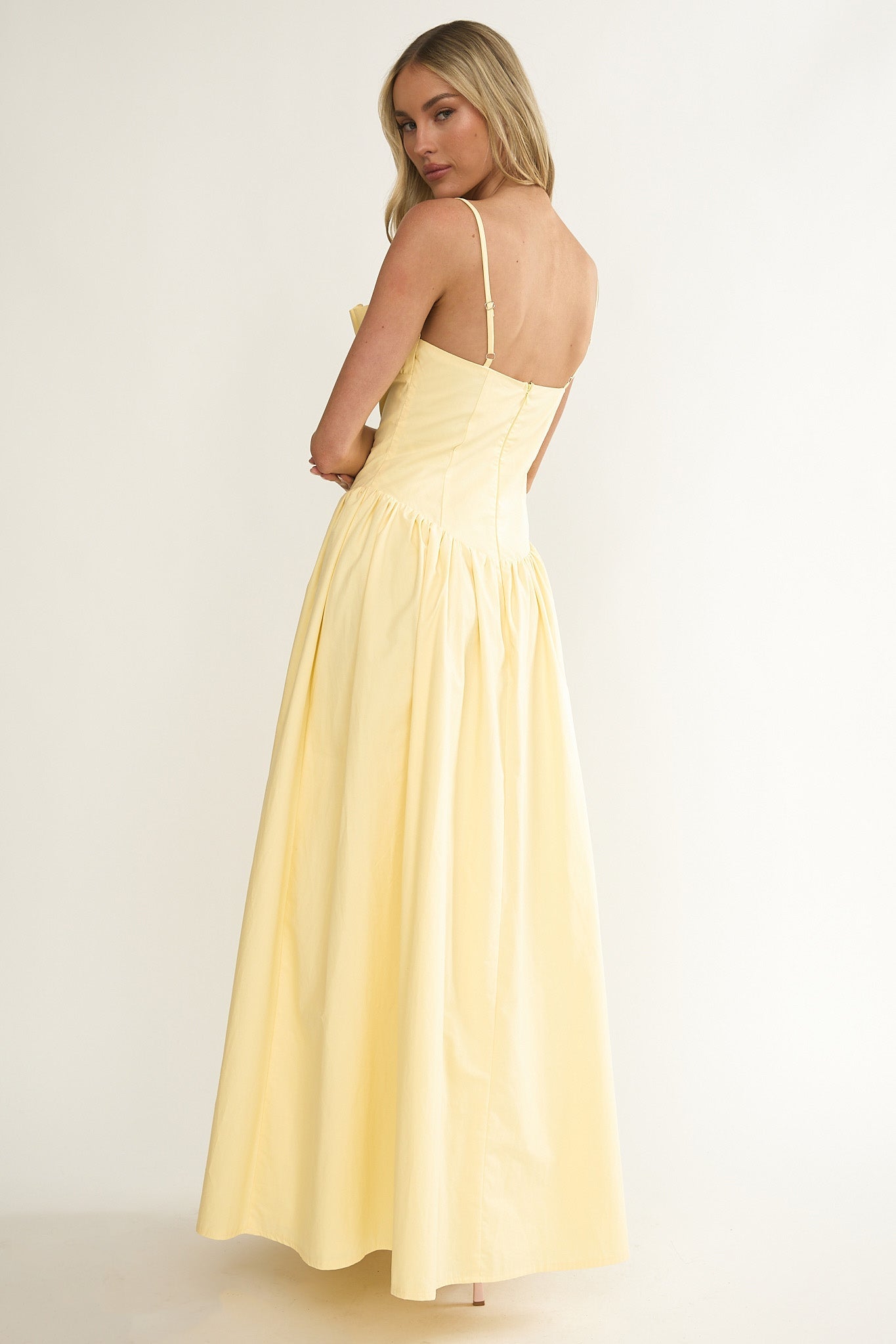 Pale Yellow Ruffled Maxi Dress