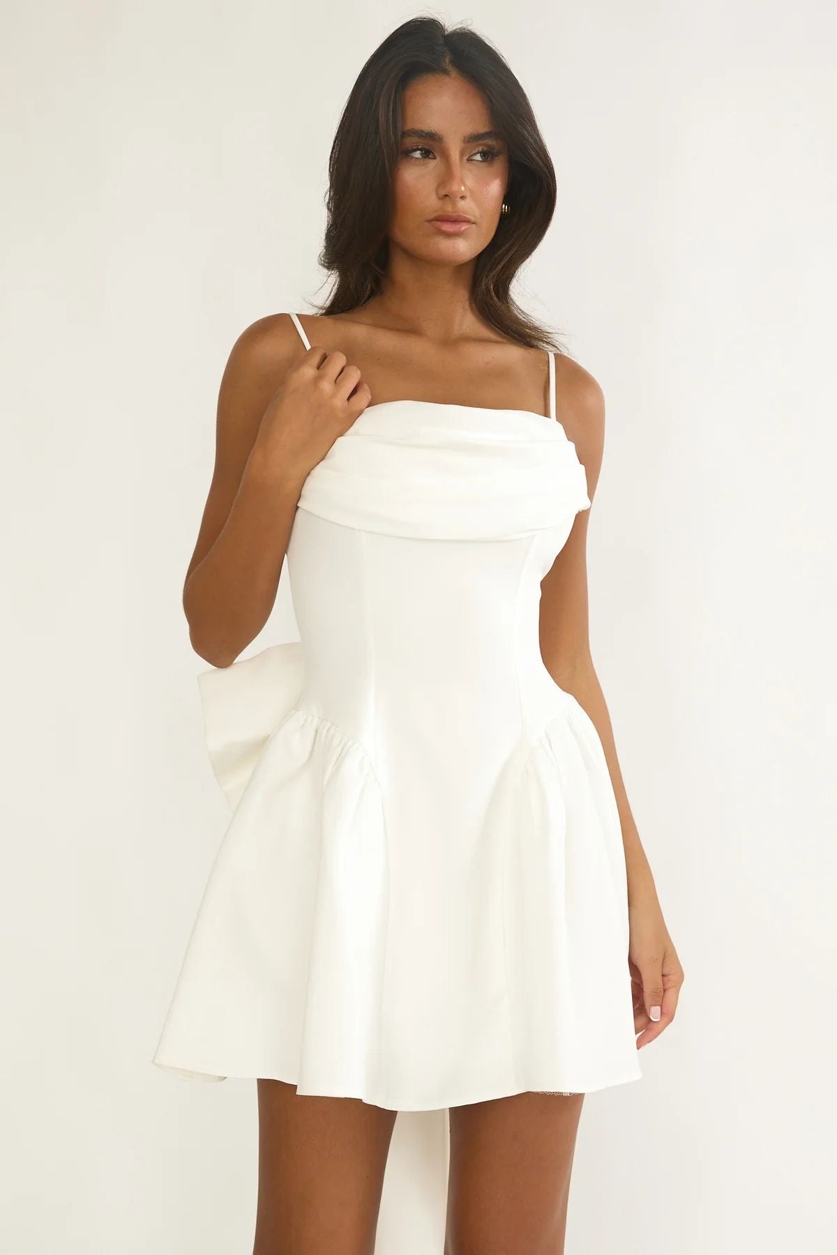 Snow Mini Dress with Long Bow
