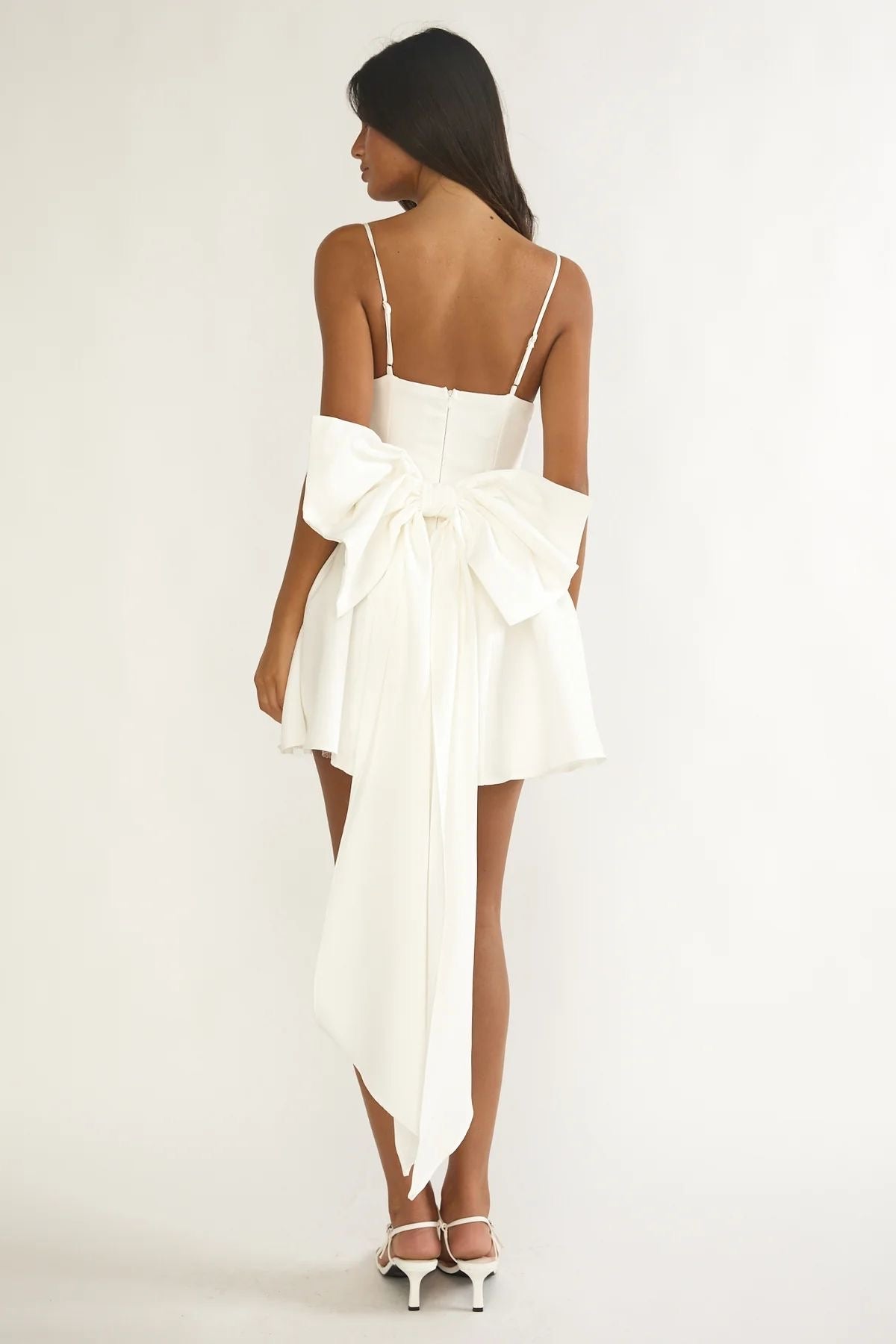 Snow Mini Dress with Long Bow