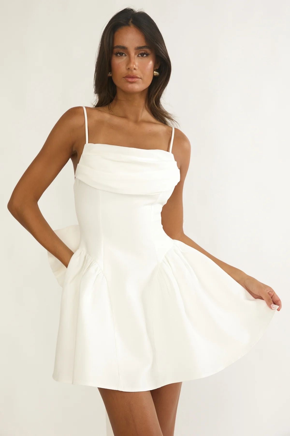 Snow Mini Dress with Long Bow