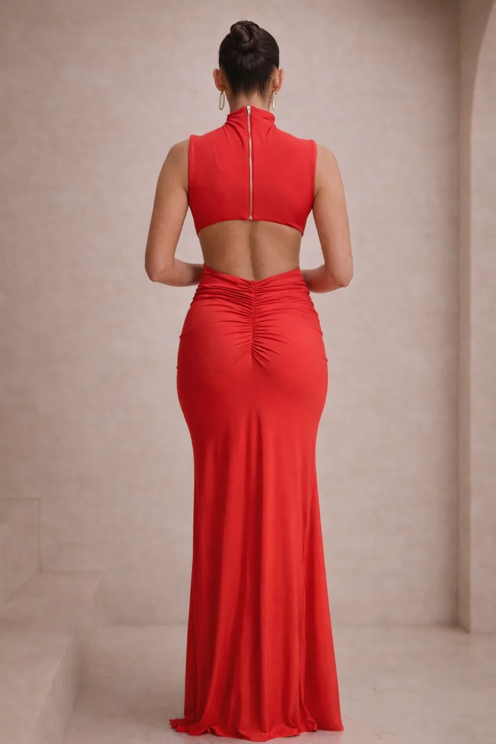 Red Open Back Maxi Dress
