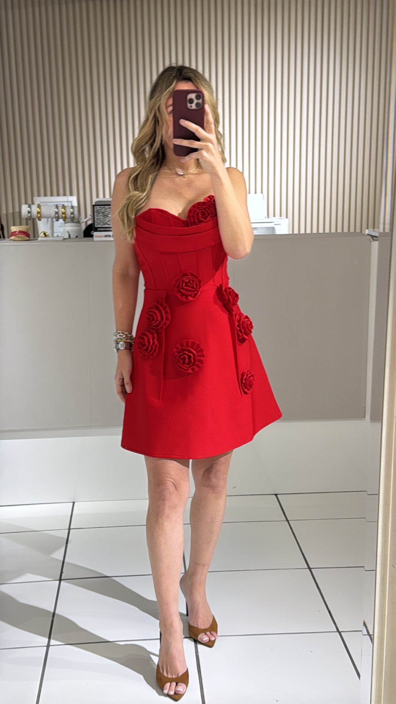 Scarlet Red Floral Fantasy Dress