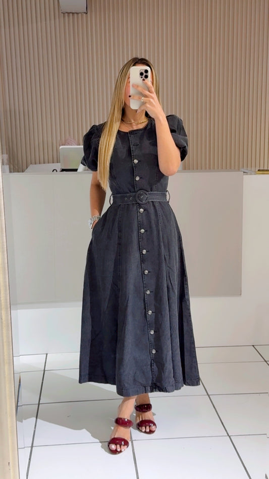 Corey black denim midi dress