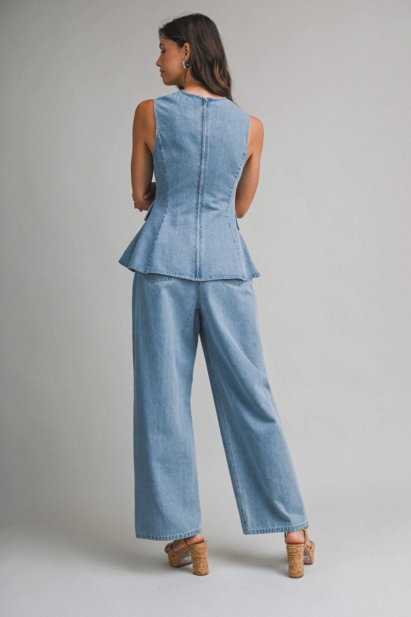 Denim Peplum Set