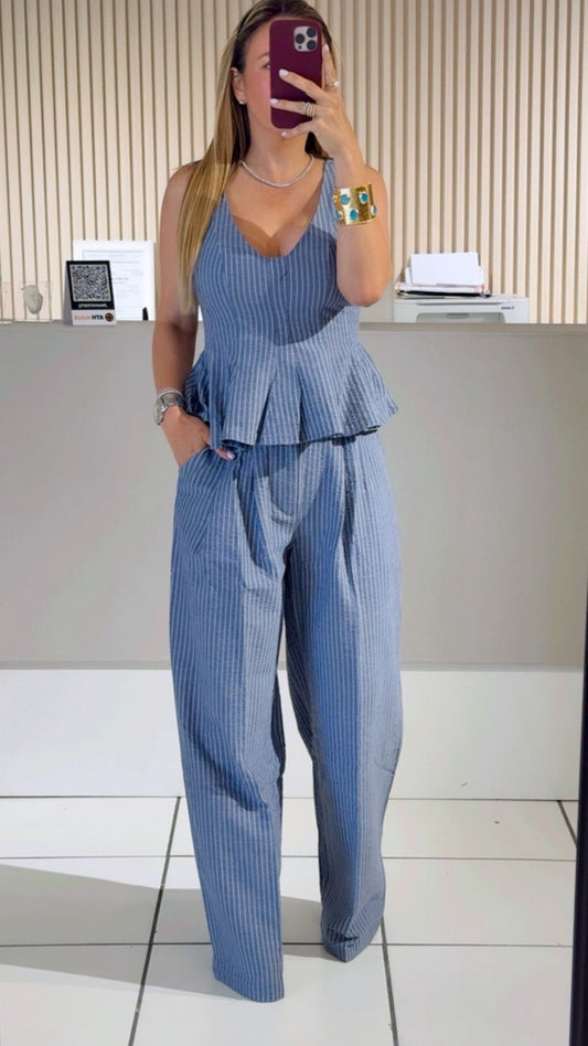 STRIPE WOVEN SET