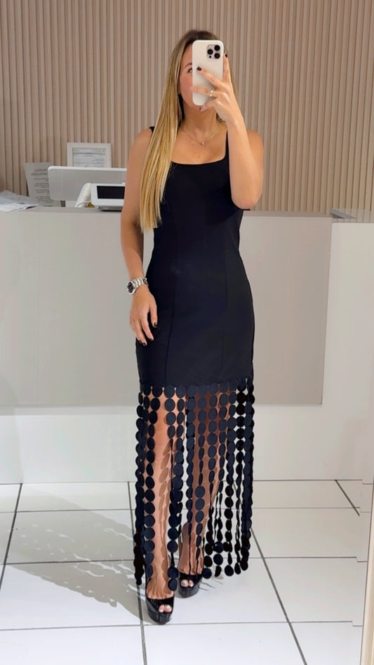 Black echo fringe dress