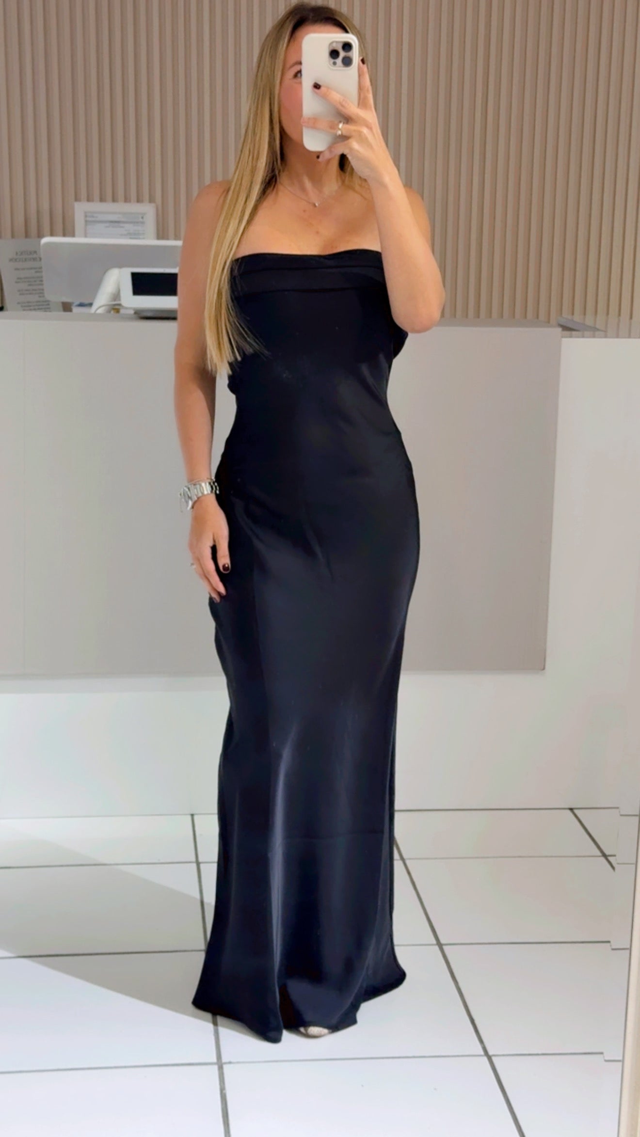 Black satin dress