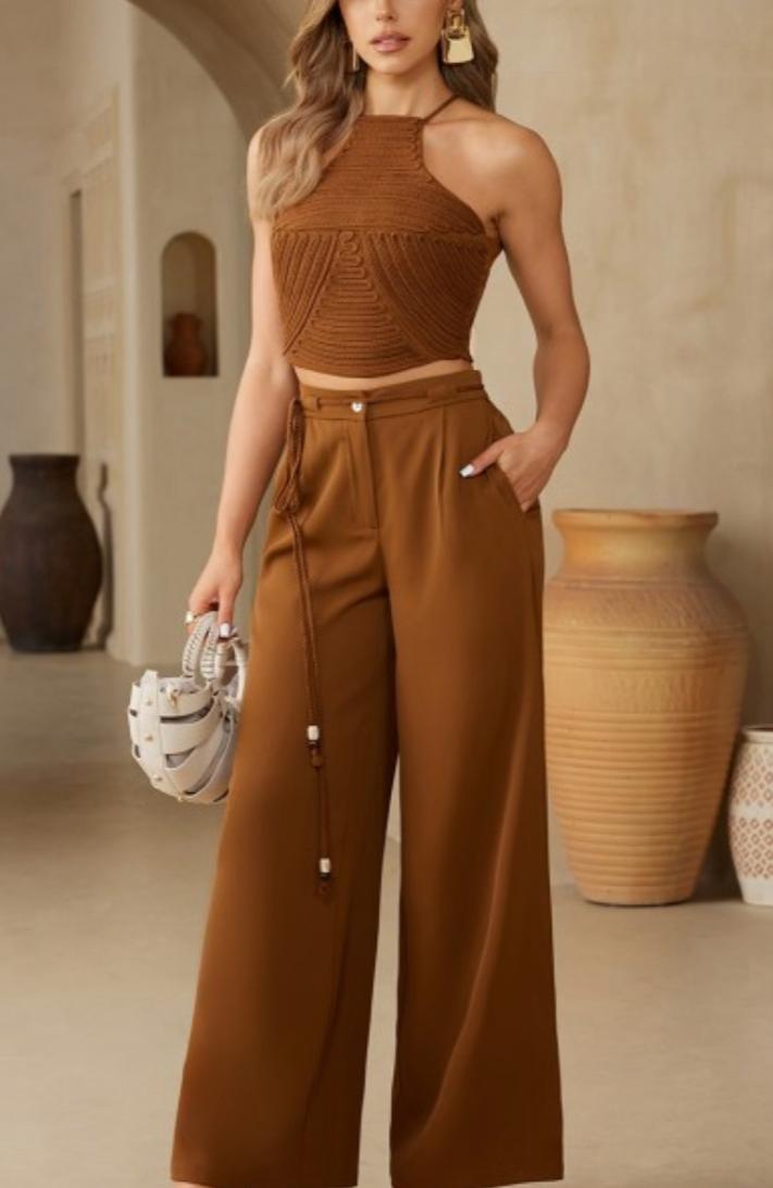Cocoa Halter Knit Set
