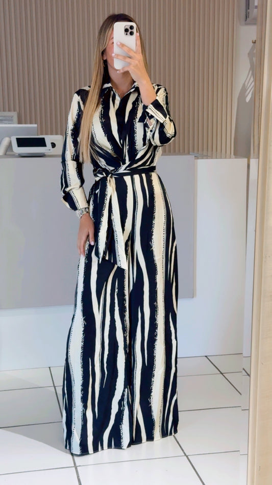 Black and Cream Jumpsuit