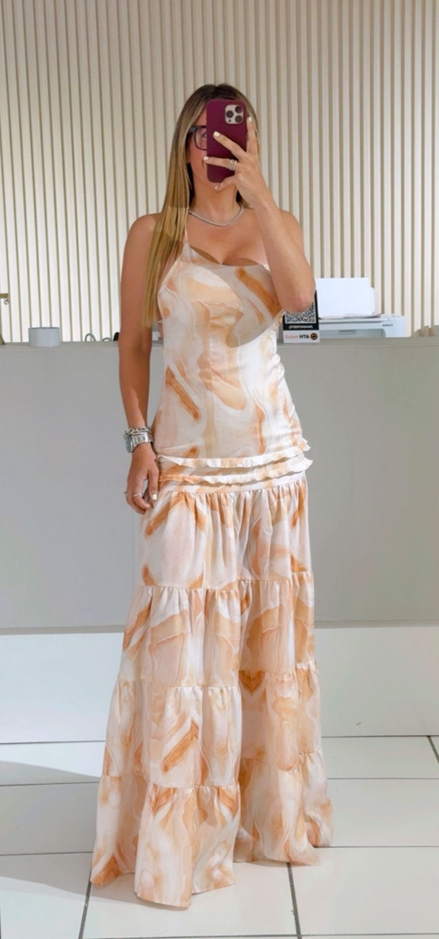 Silky Marble Layered Dress