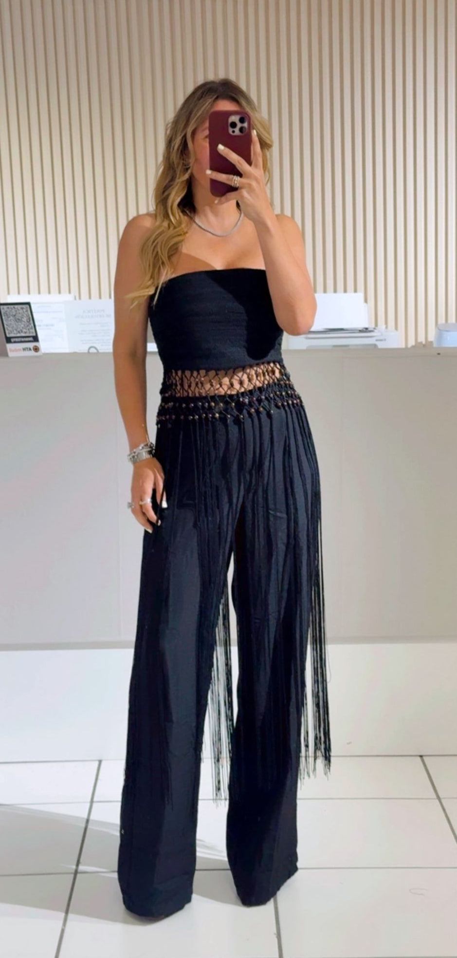 Black Macramé Fringe Set