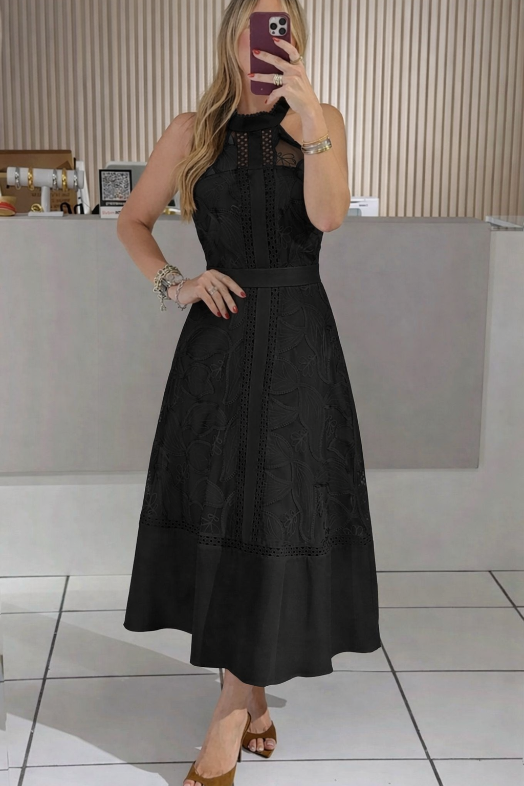 Black Radiance Halter Dress