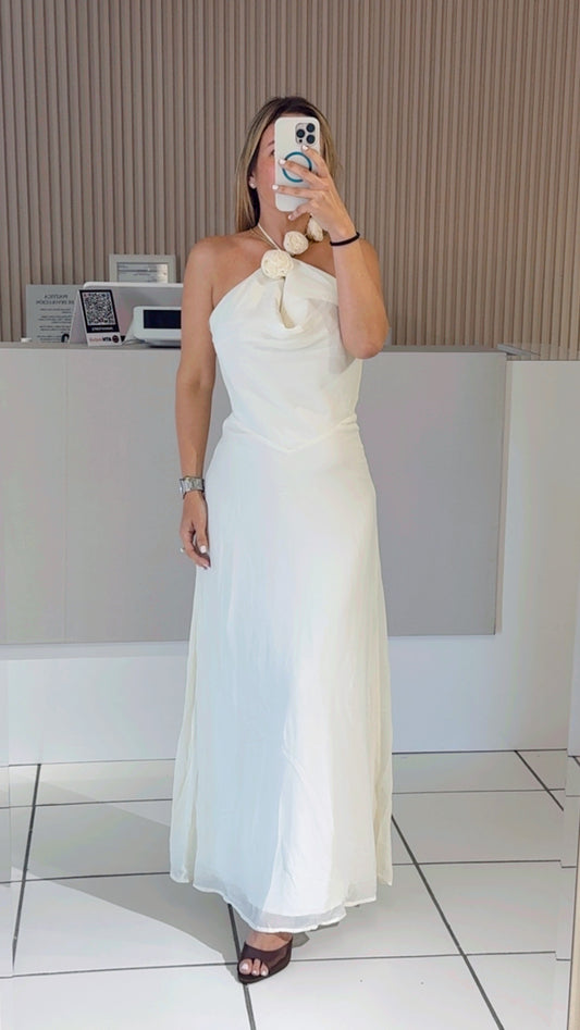Cream Halter Dress