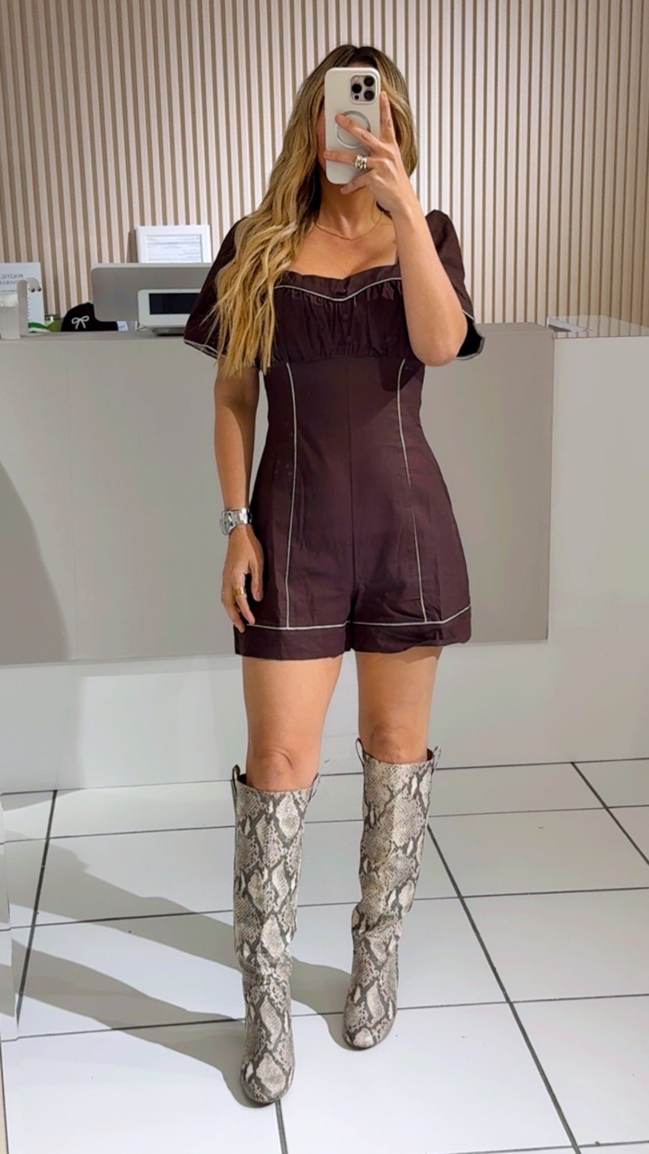 Lino choco romper