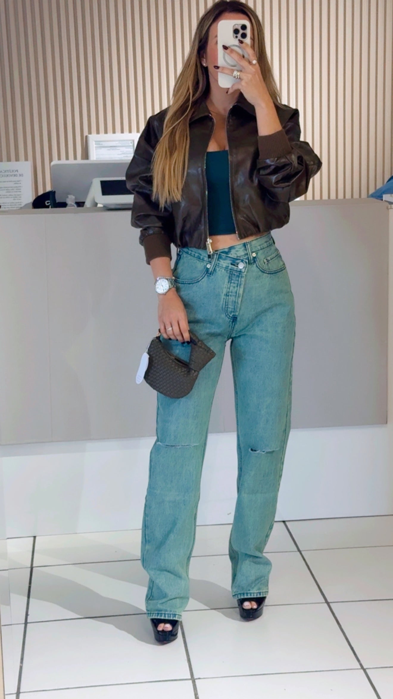 Washed wide denim